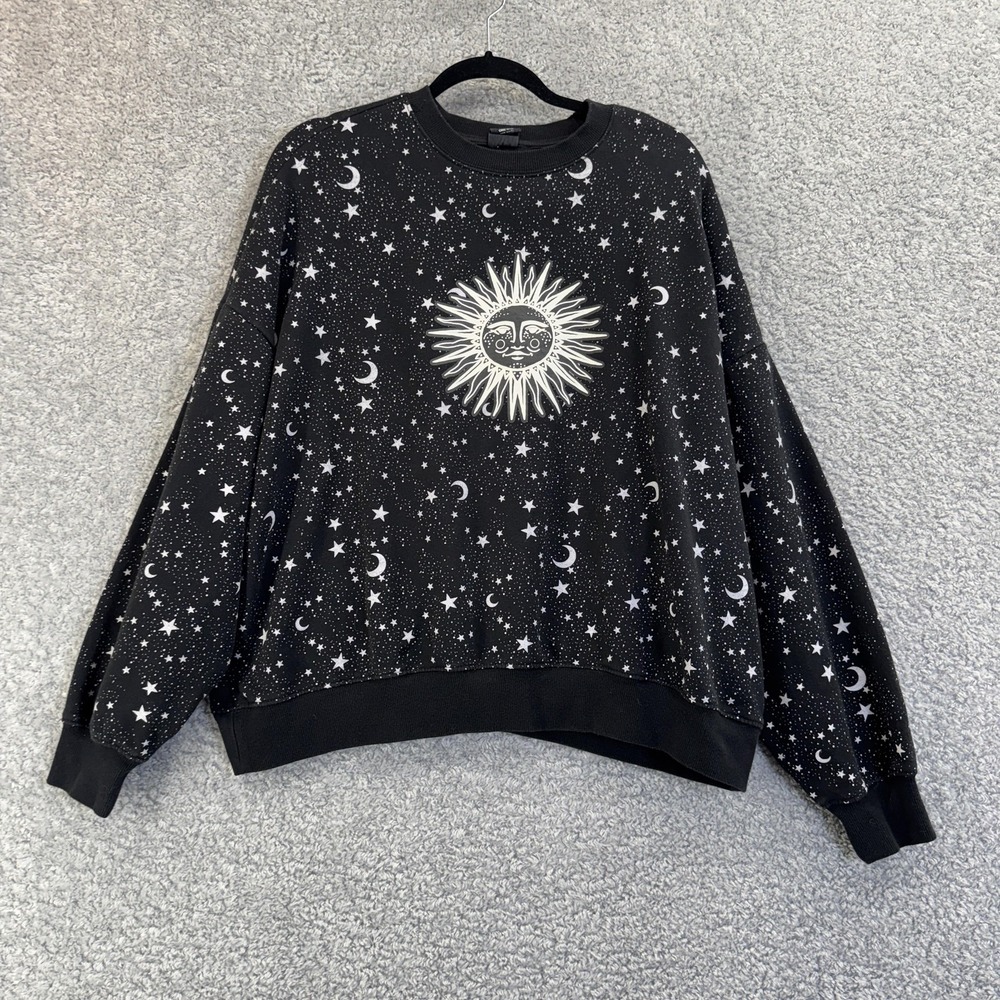 PacSun Sweatshirt Womens Small Glow Celestial Sun‎ Moon Crewneck Pullover Fleece